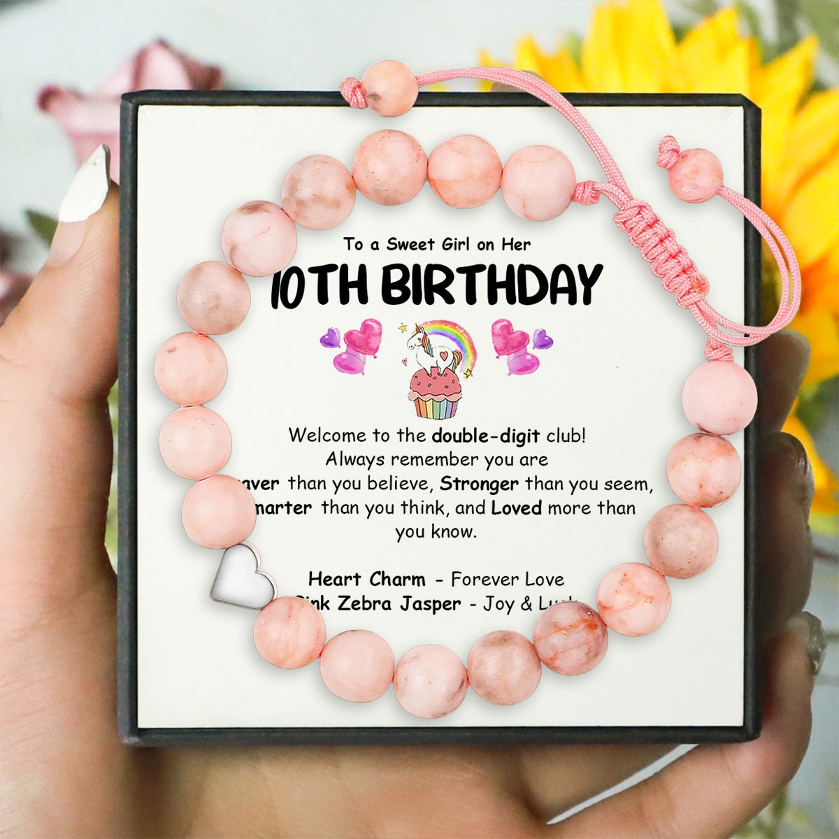 To Daughter - To A Sweet Girl on Her Birthday - Adjustable Stone Pearl Bracelet