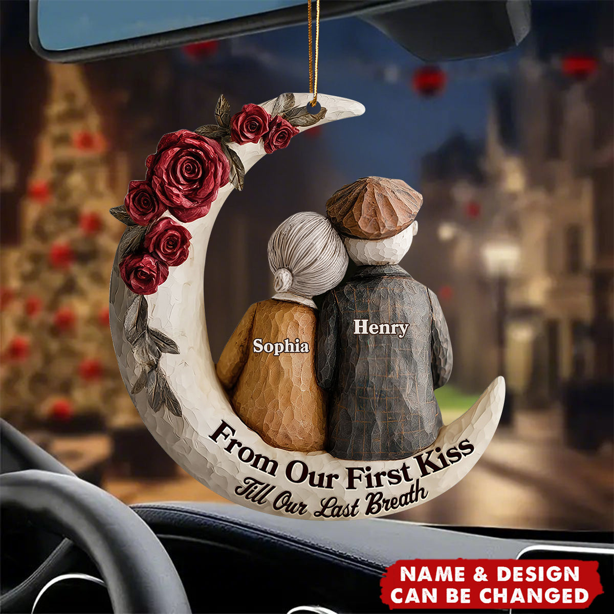 Eternal Embrace On The Crescent Moon - Personalized 1-Layer Acrylic Ornament