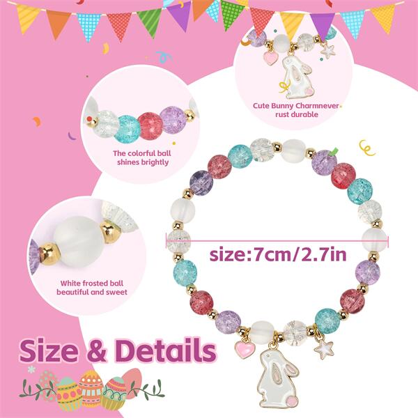 Easter Bunny Bracelet - Colorful Bead Bracelet with Bunny Pendant