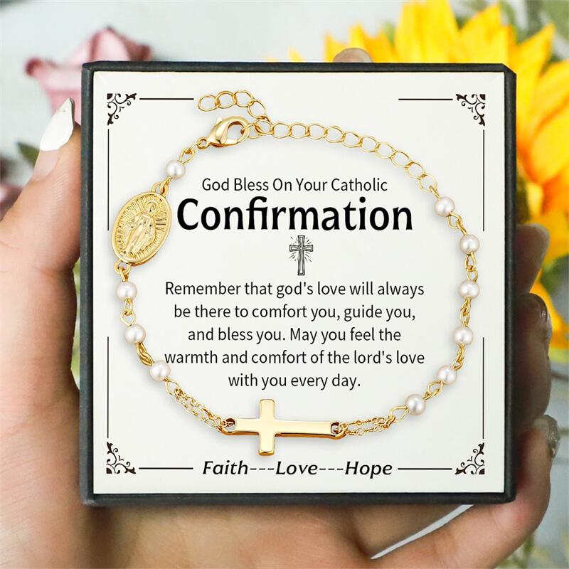 Pearl Rosary Bracelet - Catholic Jewelry Gift for Women & Girls