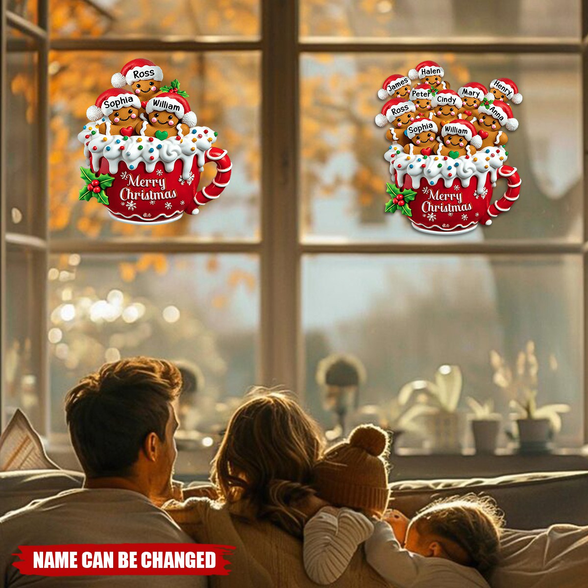 Personalized Merry Christmas Gingerbread Family Decal