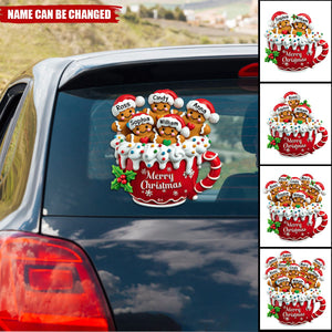 Personalized Merry Christmas Gingerbread Family Decal