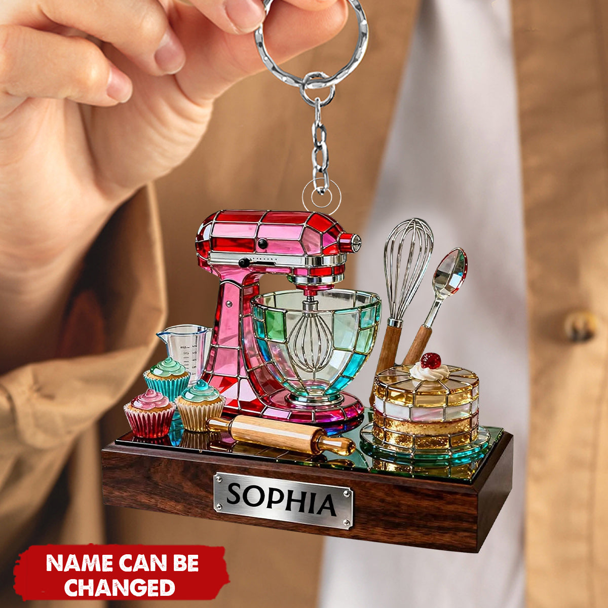 Personalized Baking Mixer Keychain, Colorful Acrylic Kitchen Decor with Custom Name