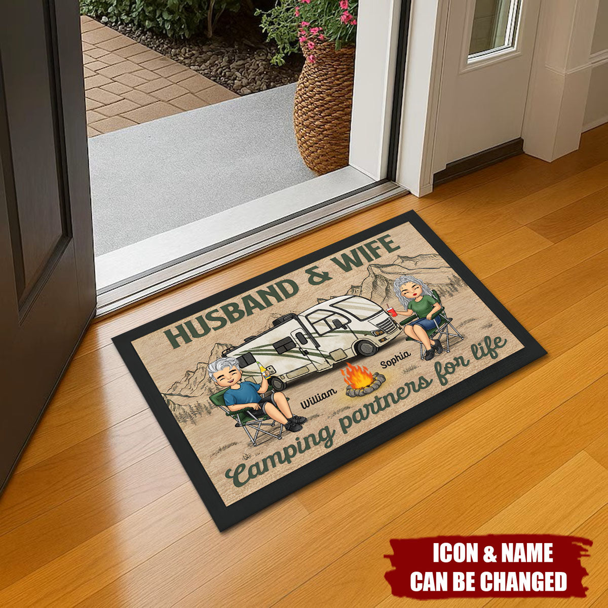 Husband And Wife, Camping Partners For Life - Camping Personalized  Home Decor Decorative Mat - Gift For Camping Lovers