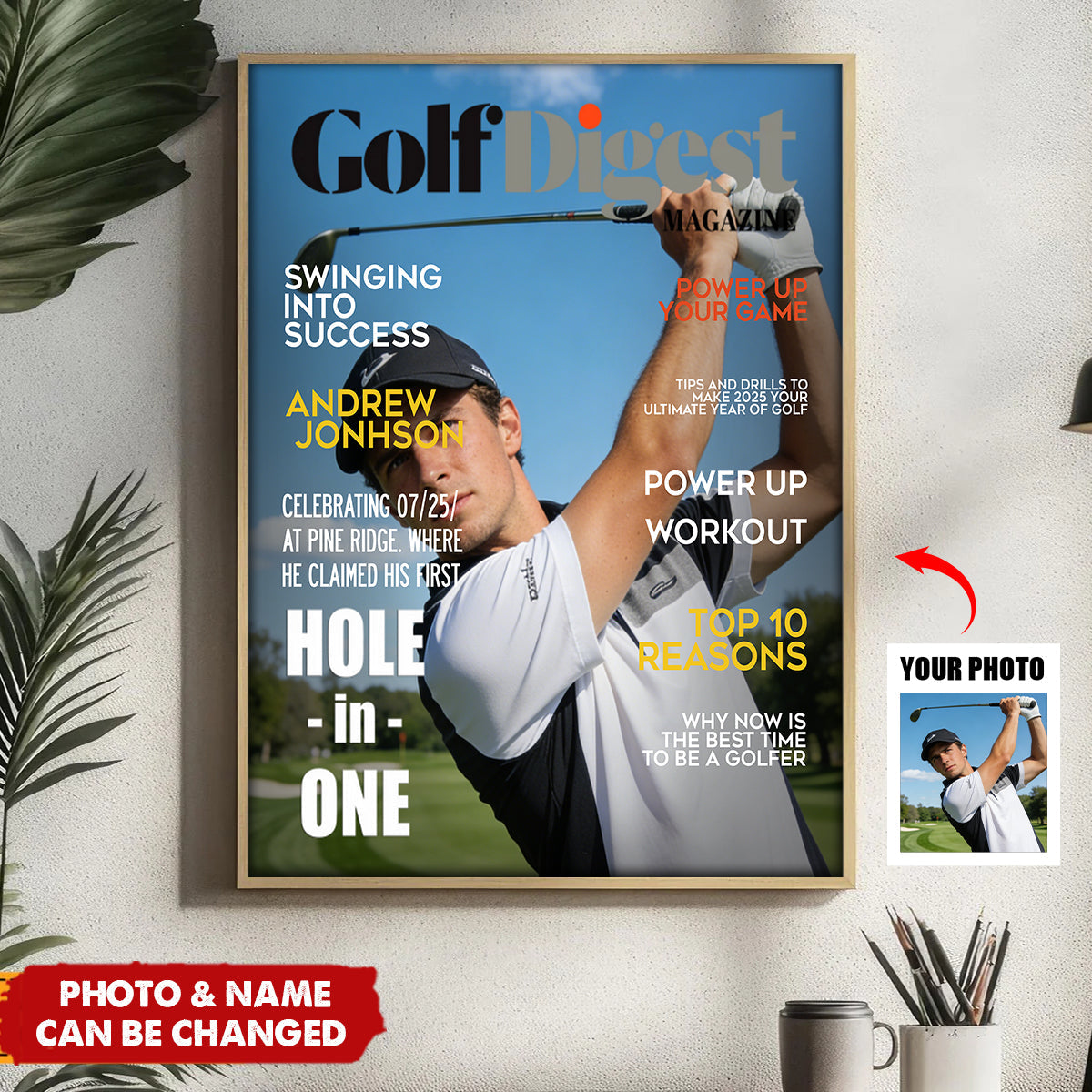 Golf Digest Magazine Personalized Poster, Golfer Magazines Photo, Unique Gift For Golfer
