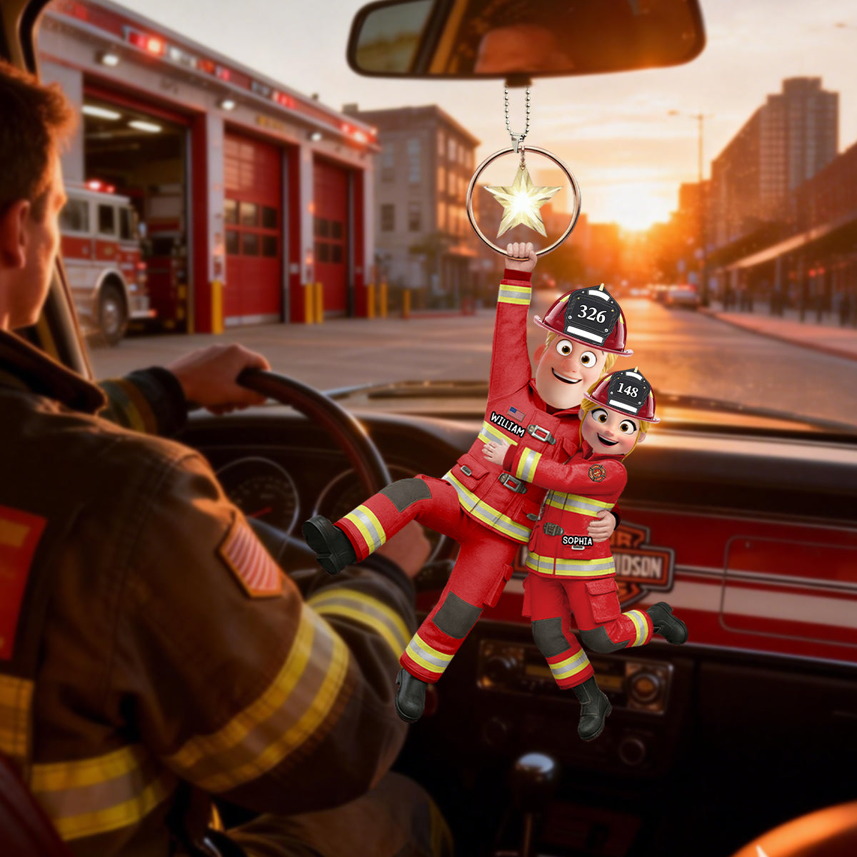Firefighter Couple Hanging Car Ornament - Personalized Gifts For Couple