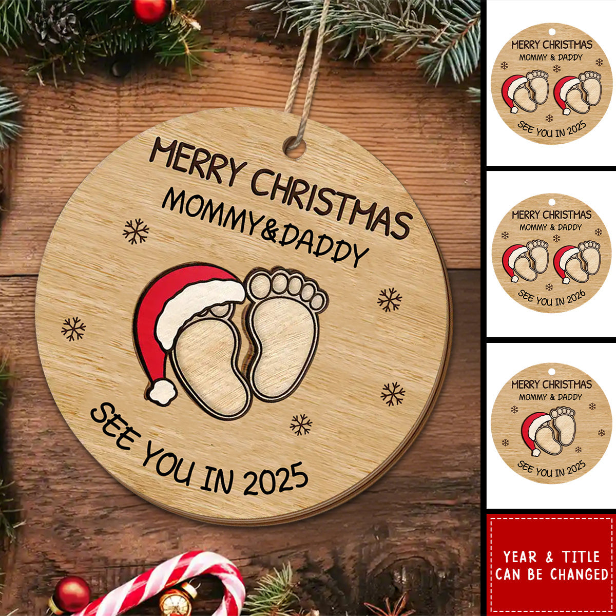 Baby Expecting See You In 2026 - Personalized 2-Layered Wooden Ornament