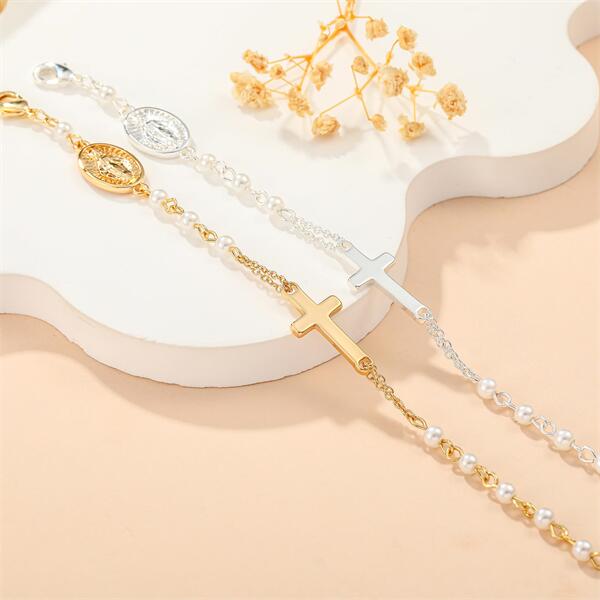 Pearl Rosary Bracelet - Catholic Jewelry Gift for Women & Girls