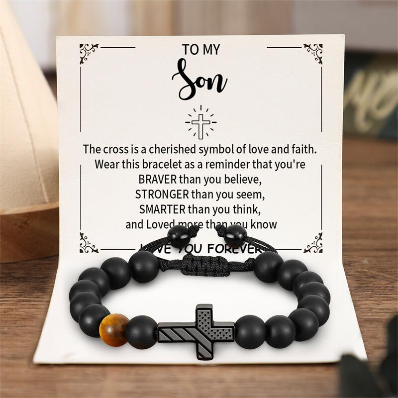 Love More Than You Know - American Flag Cross Beads Bracelet