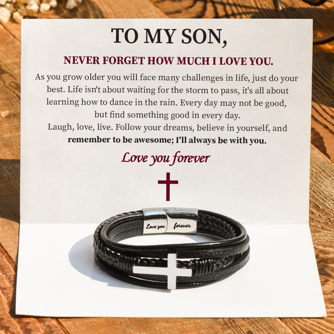 To My Son Love You Forever Cross Bracelet