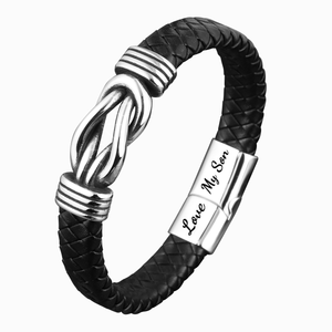 Mother and Son Forever Linked Together - Braided Leather Bracelet