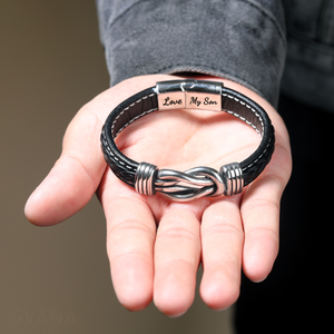 Mother and Son Forever Linked Together - Braided Leather Bracelet