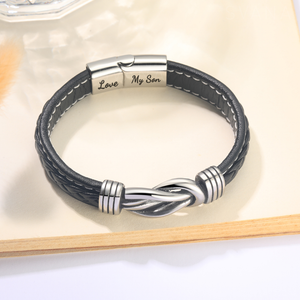 Mother and Son Forever Linked Together - Braided Leather Bracelet