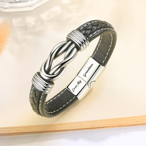 To My Grandson, Love You Forever Linked Braided Leather Bracelet
