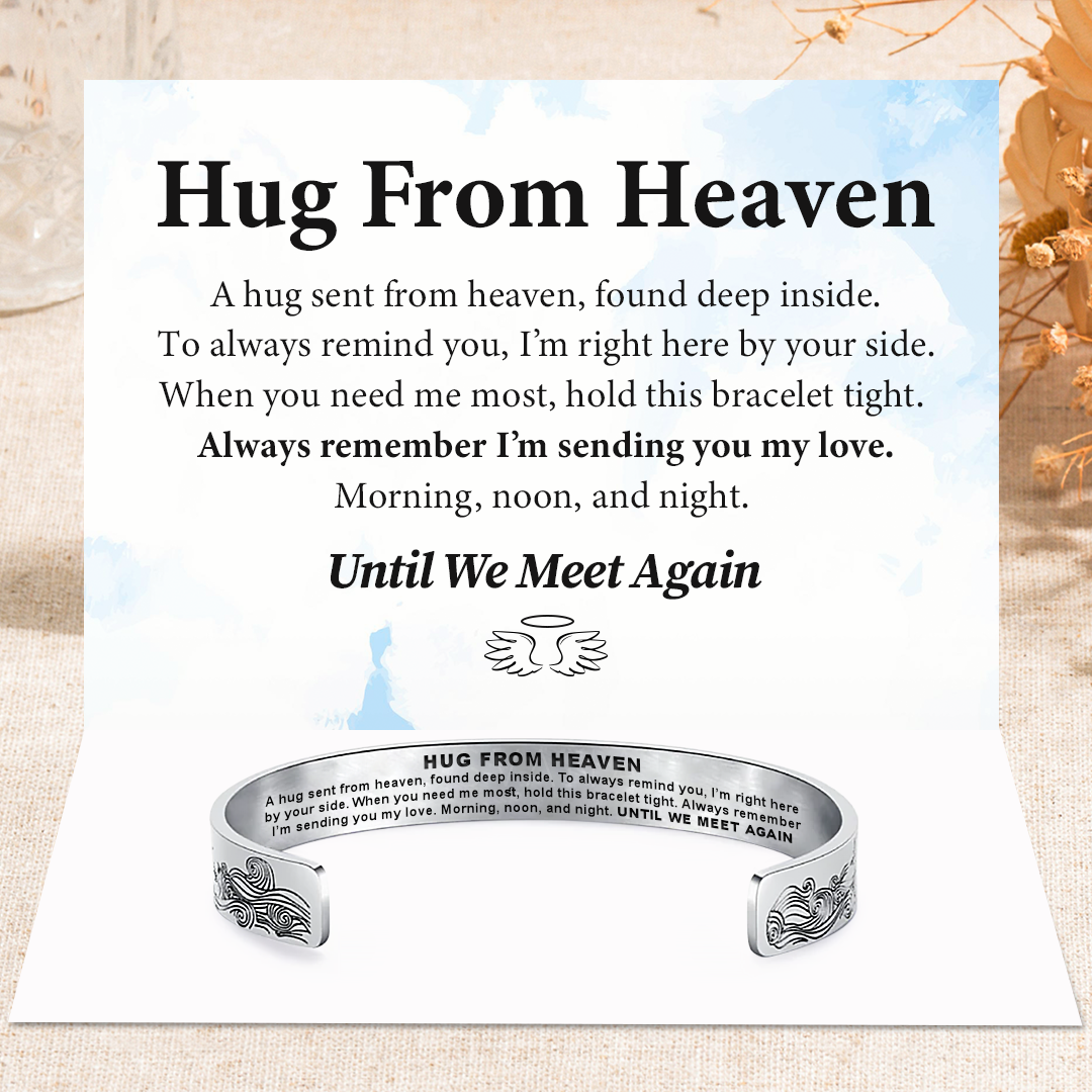 Memorial Gifts - Hug From Heaven Wide Cuff Memorial Bracelet