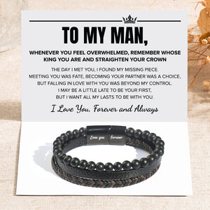 To My Man, I Love You Forever And Always Volcanic Stone Bracelet