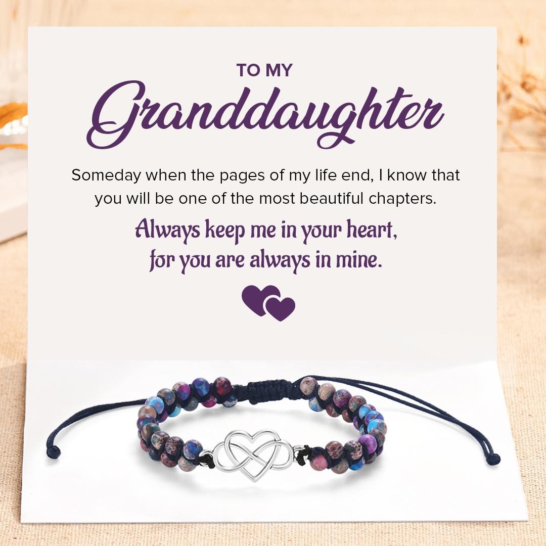 To My Granddaughter, Always In My Heart Beads Bracelet