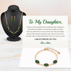 Mom To Daughter, I Am So Proud of You Emerald Jewelry Set