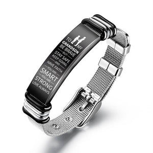 To My Grandson - Be Brave - Premium Stainless Steel Bracelet