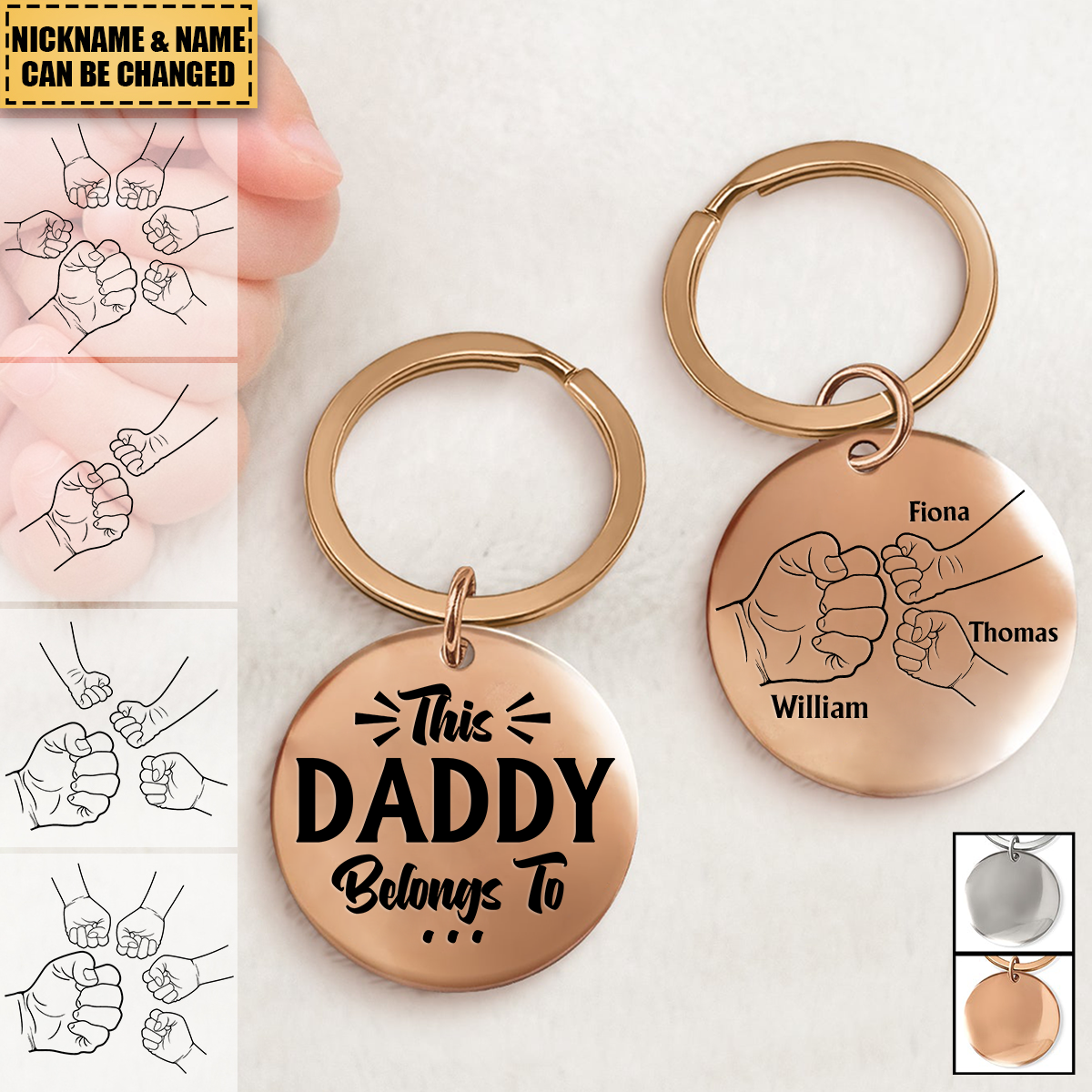 This Daddy Belongs To - Gift For Dad, Father, Grandpa - Personalized Keyring