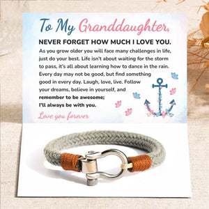 To My Granddaughter, I Will Always Be With You Omega Gray Nautical Bracelet