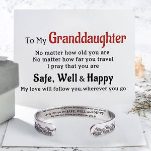 To My Granddaughter - I Pray You Safe, Well And Happy Wave Cuff Bracelet