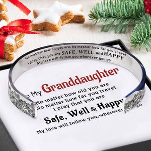 To My Granddaughter - I Pray You Safe, Well And Happy Wave Cuff Bracelet