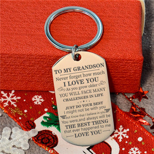 To My Grandson - Just Do Your Best - Keychain