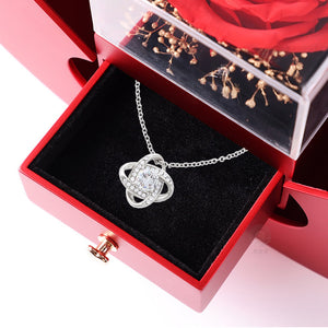 To My Love - Love Knot Necklace - With Real Rose