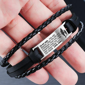 Mom to Son - Steel & Leather Style Bracelet