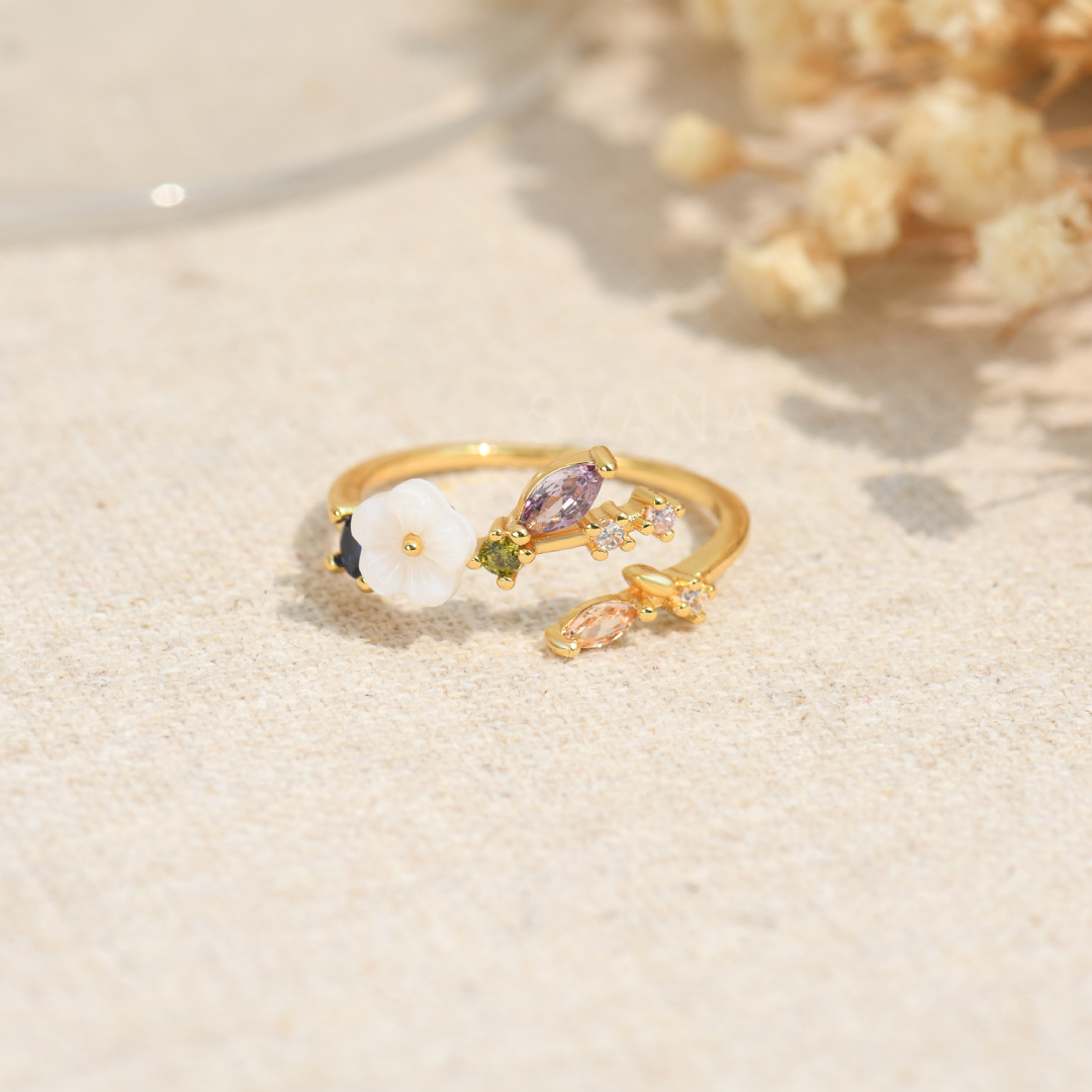 To My Granddaughter, “A Link That Can Never Be Undone” Crystal White Blossom Ring