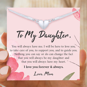 Mom To Daughter, You Always Have Me Magnet Heart Necklace